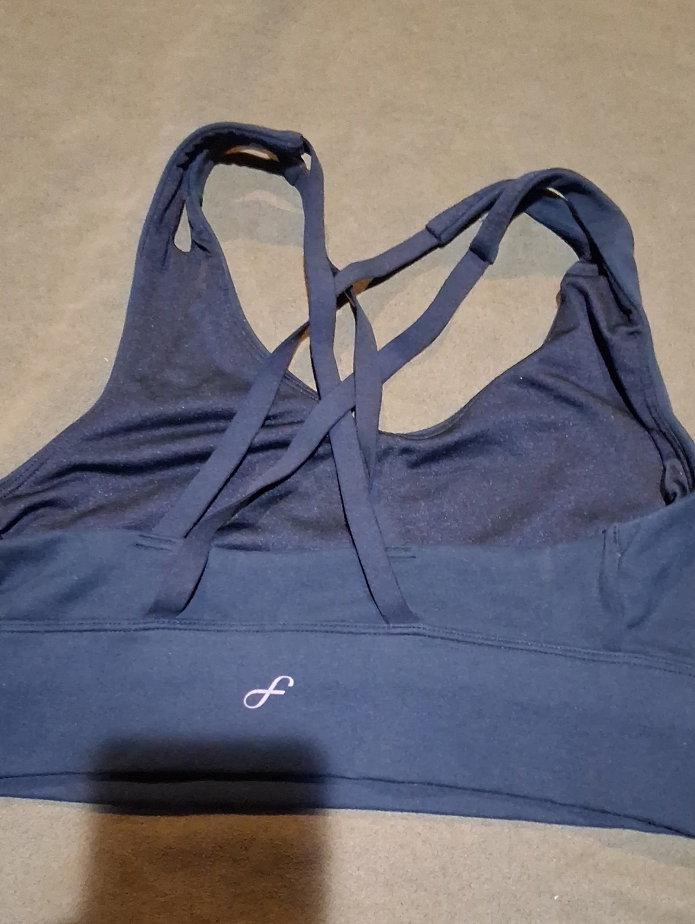 Crisscross Strappy Sports Bra in Deep Blue with Subtle Logo